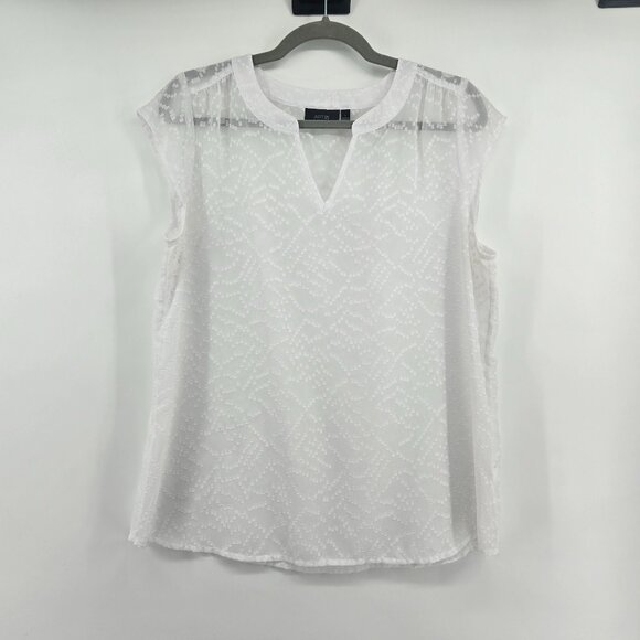 Apt. 9 Sheer Cap Sleeve Textured Blouse - L White - Picture 1 of 5